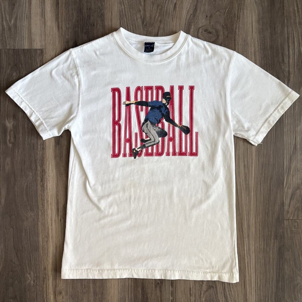 Vintage Baseball T-Shirt Men's Size S White 1990s Land's End Worn